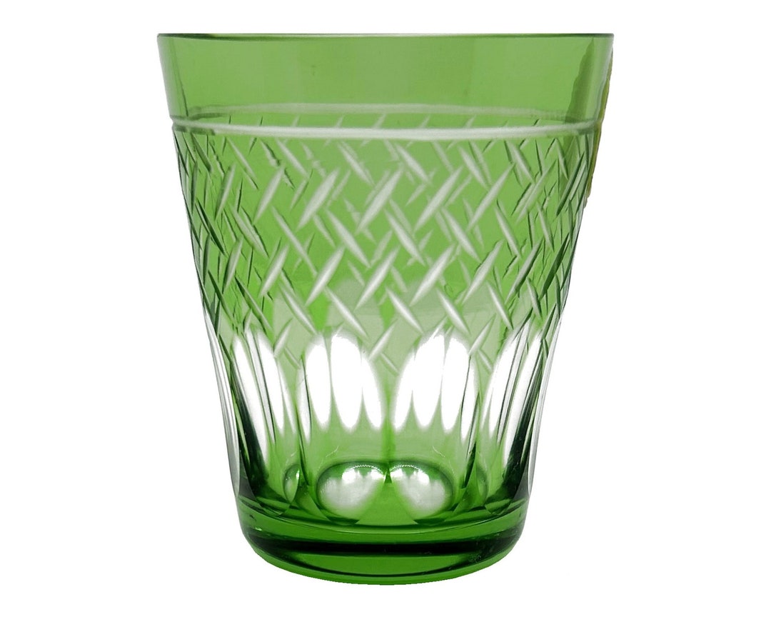 Vintage EMERALD KELLY GREEN Juice Glass Tumbler Hock Cut-to-clear 24% ...