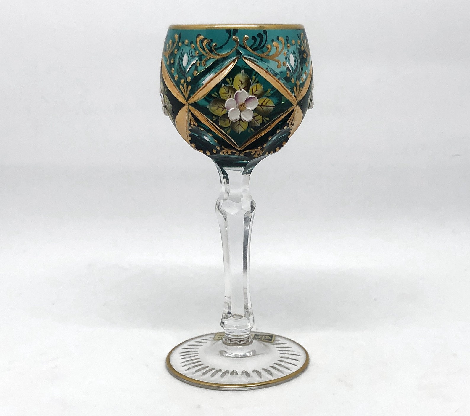 Vintage TEAL TURQUOISE Cordial Glass Hock Cuttoclear 24 Etsy