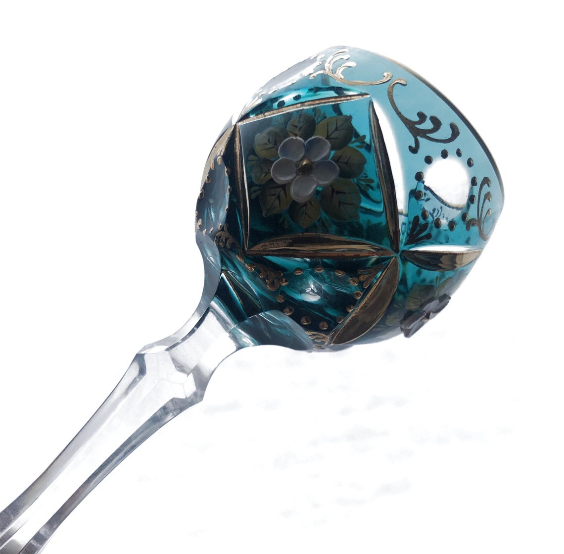 Vintage TEAL TURQUOISE Cordial Glass Hock Cuttoclear 24 Etsy