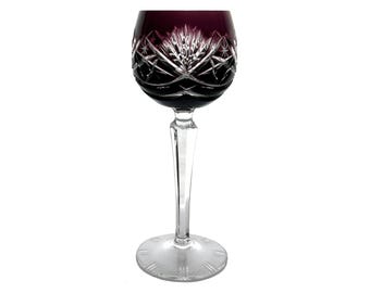 Vintage COBALT BLUE Wine Glass Goblet Hock Cut-to-clear 24% Lead Crystal F.X. Nachtmann DEKOR 124 Pattern Neustadt Bavaria Germany 1960s