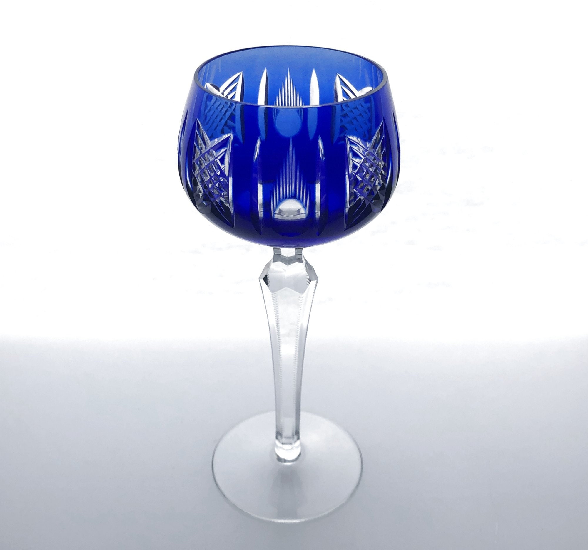 Vintage COBALT ROYAL BLUE Wine Glass Goblet Hock Cut-to-clear - Etsy