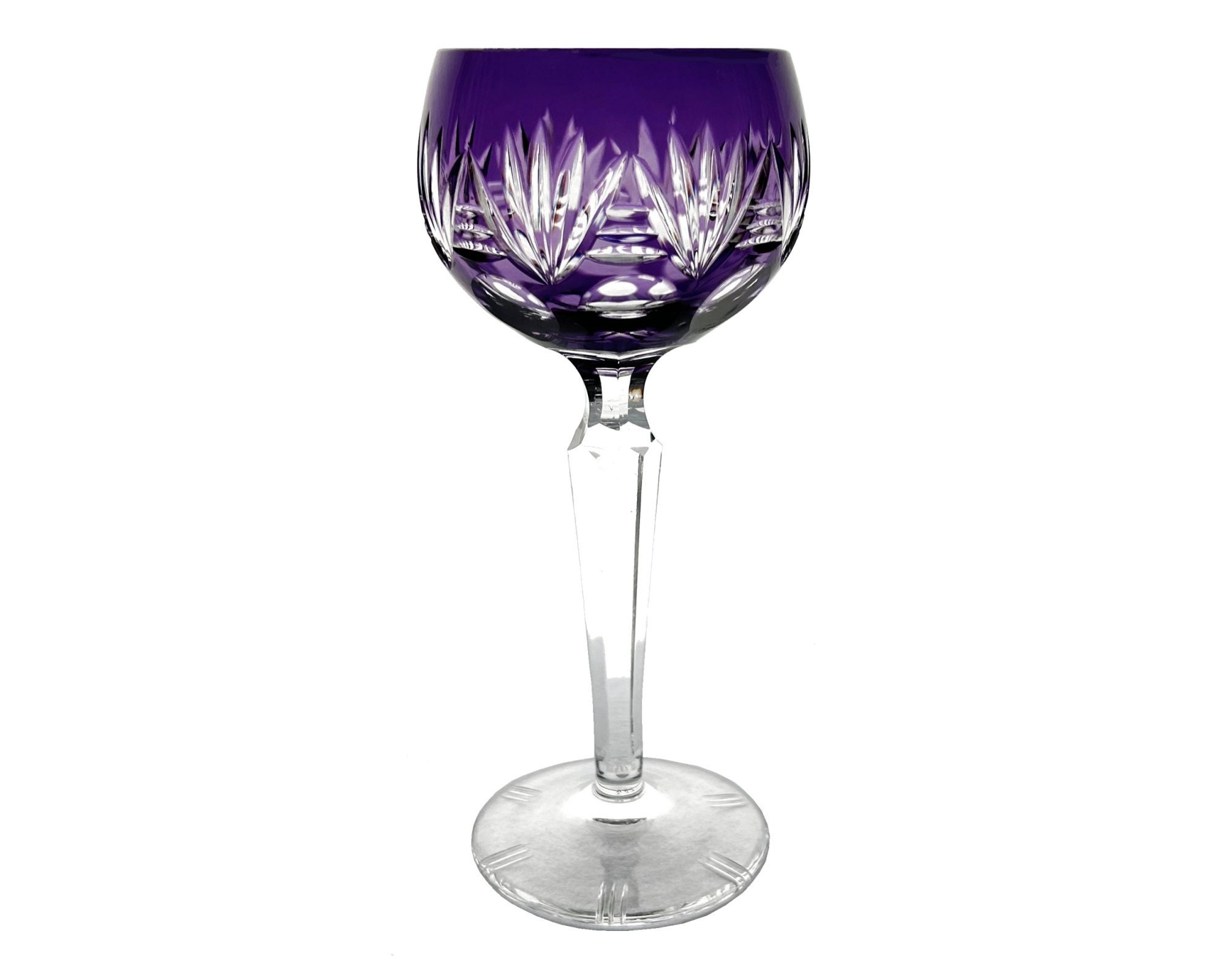 Lot 2 Verres à Vin En Améthyste Soufflés Main - Violet 7 5/8 Pouces