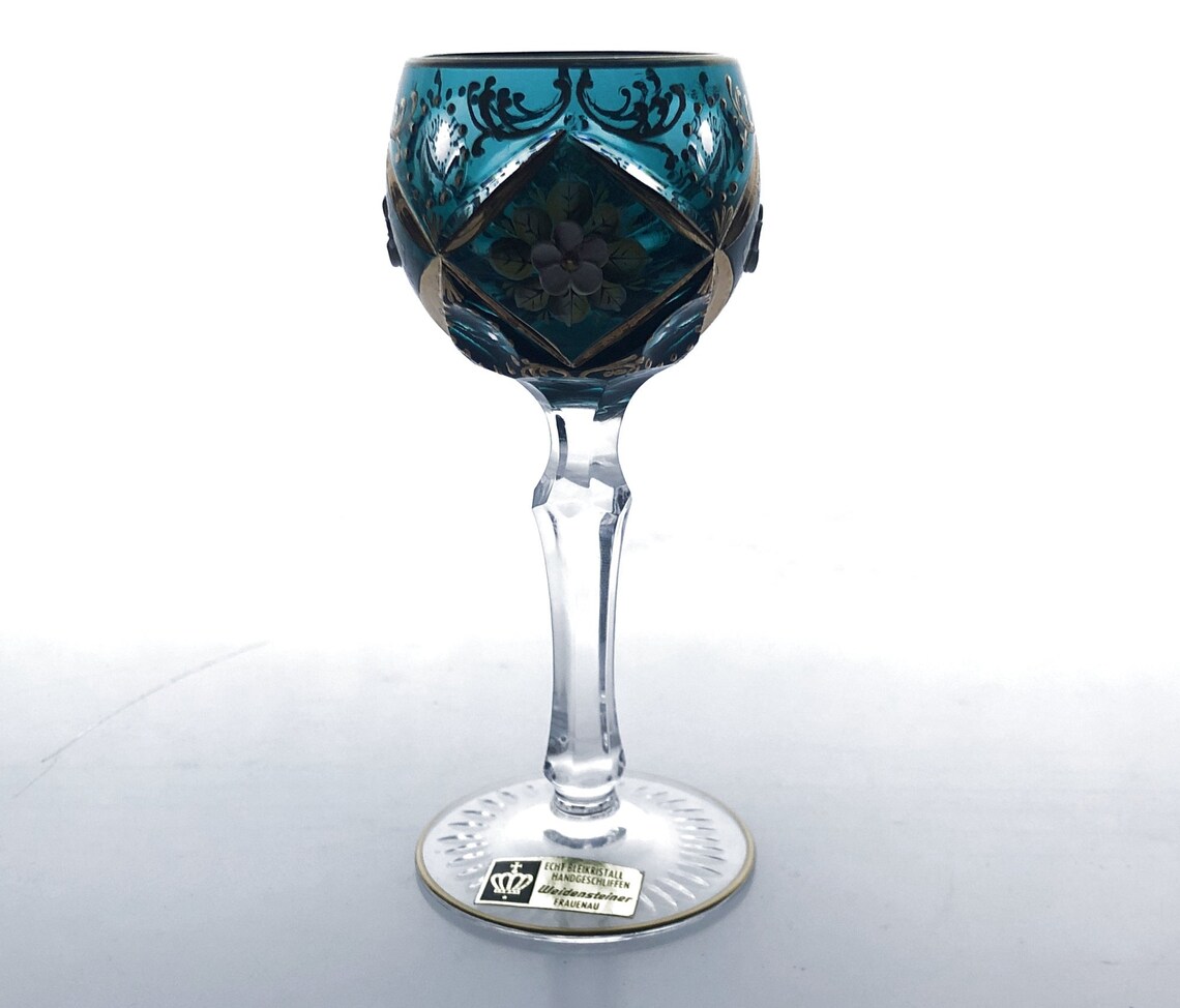 Vintage TEAL TURQUOISE Cordial Glass Hock Cuttoclear 24 Etsy