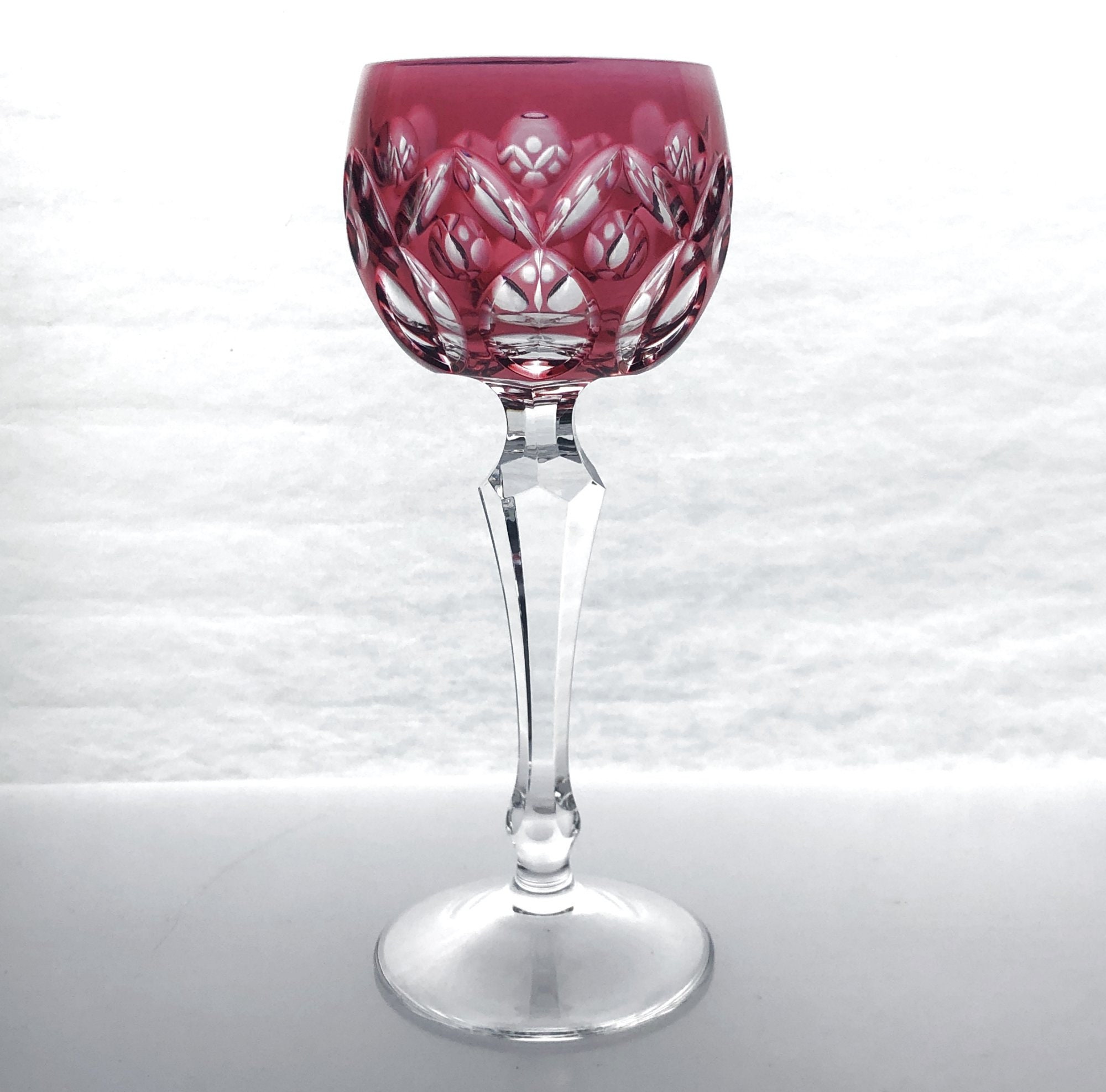 Stunning Bohemian Vintage Cranberry Crystal Wine Hock 