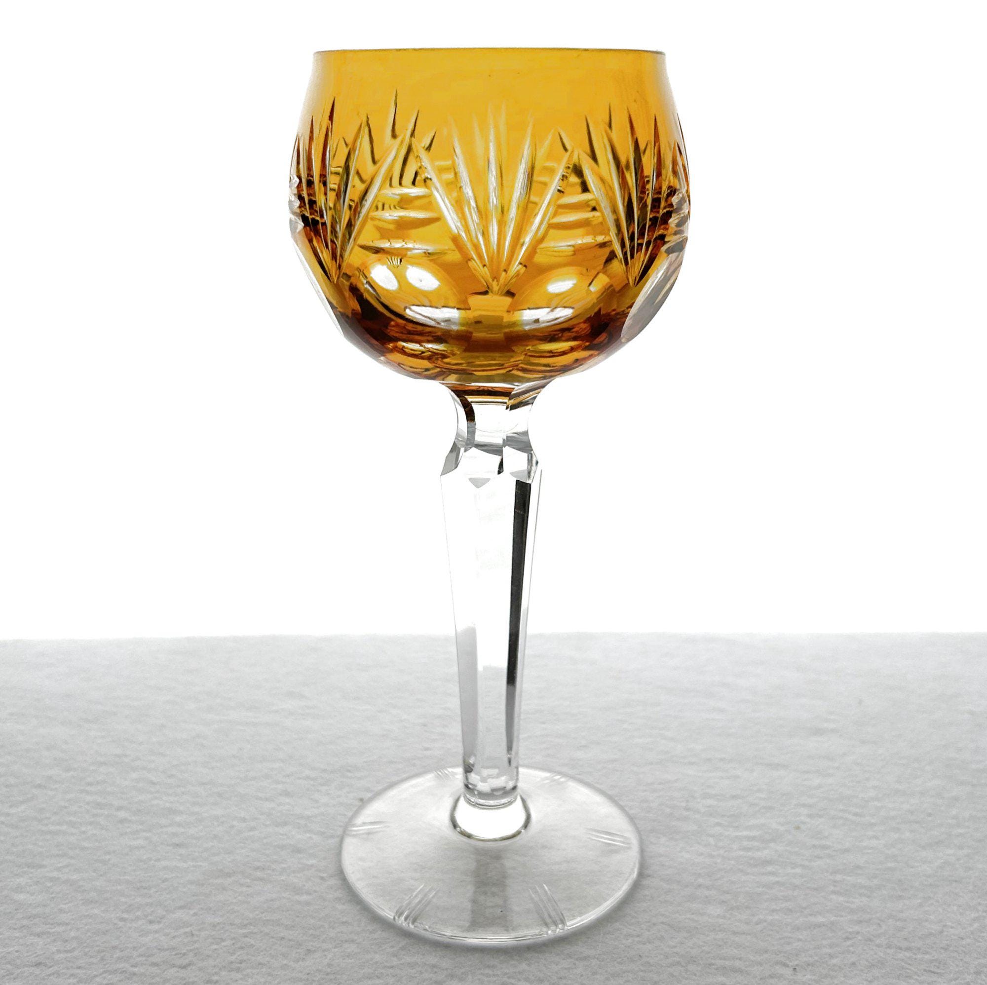 ヴィンテージ ハニー アンバー ゴールド ワイングラス ゴブレット ホック カットトゥクリア 24% 鉛クリスタル AnnaHuette  AnnaHütte ヴィンディシェッシェンバッハ バイエルン ドイツ 1960 年代 - Etsy 日本