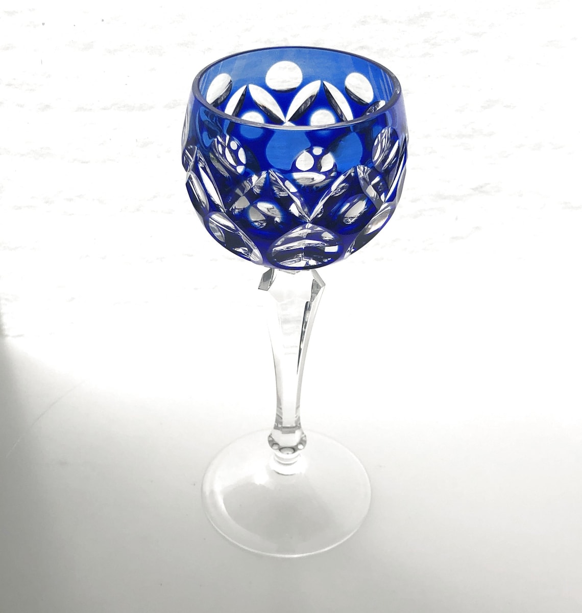 Vintage COBALT BLUE Wine Glass Goblet Hock Cuttoclear Etsy