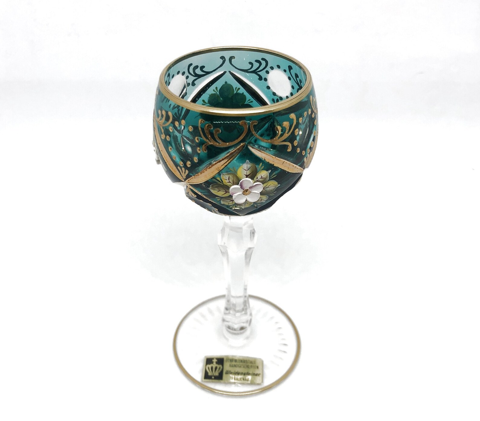 Vintage TEAL TURQUOISE Cordial Glass Hock Cuttoclear 24 Etsy