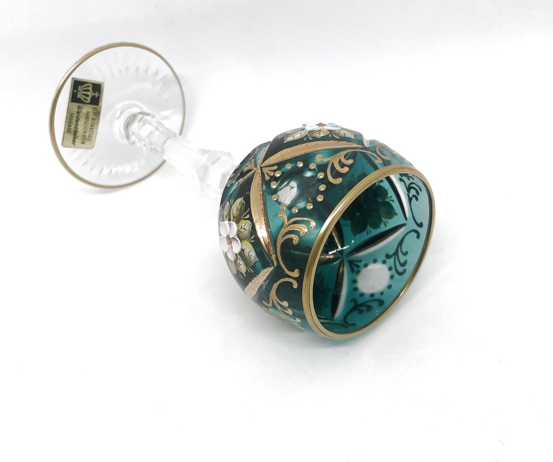 Vintage TEAL TURQUOISE Cordial Glass Hock Cuttoclear 24 Etsy
