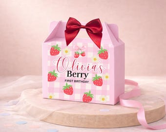 Personalised Strawberry Berry First Birthday Box | Girl Party Favor UK