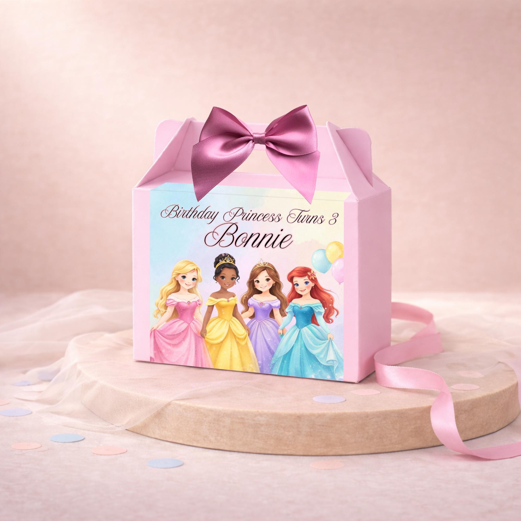 Personalised Princess Party Boxes | Princess Birthday Party Favours ...