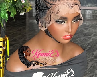 Handmade Fulani Braid Wig, Full Lace Cornrow, Full lace ponytail wig, Stitch braid,Braids for blackwomen, Briaide wig