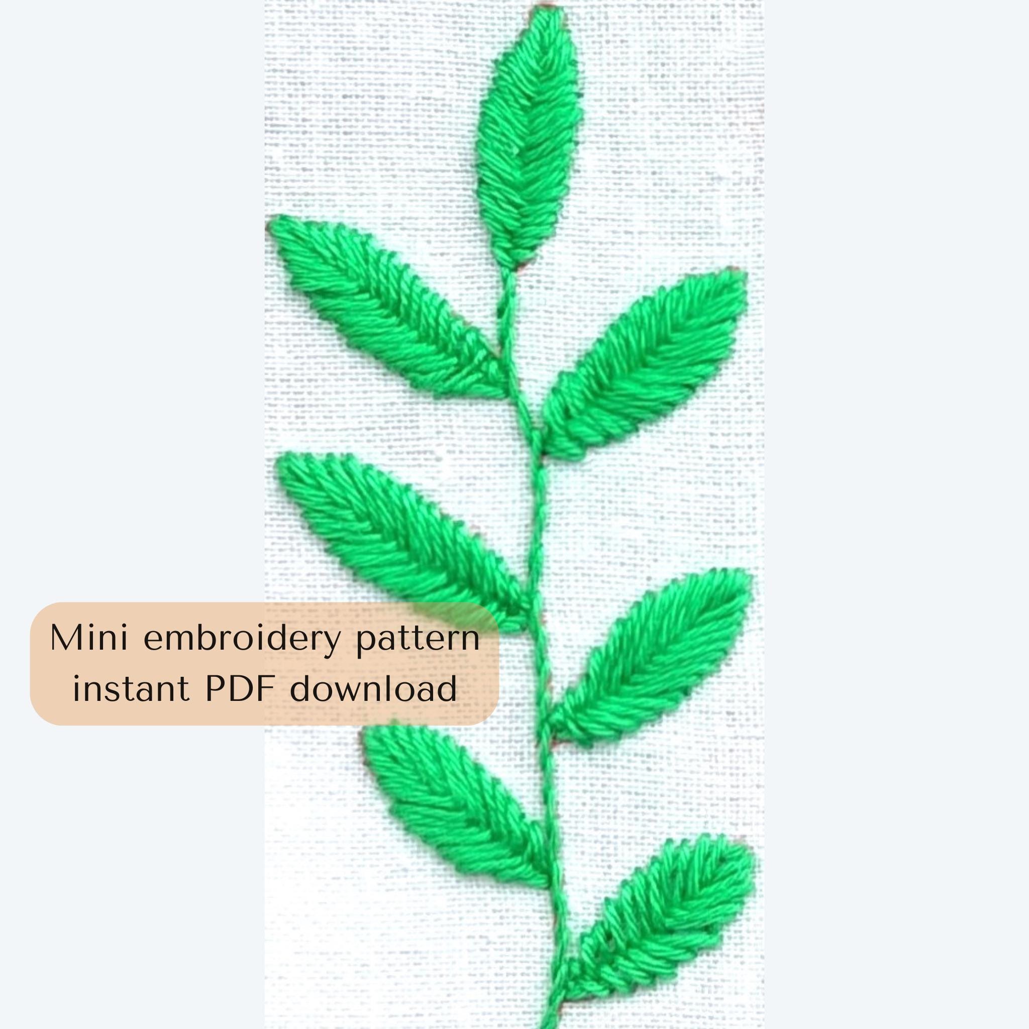 Mini Botanical Leaves Embroidery Pattern PDF – Instant Download – 4 ...