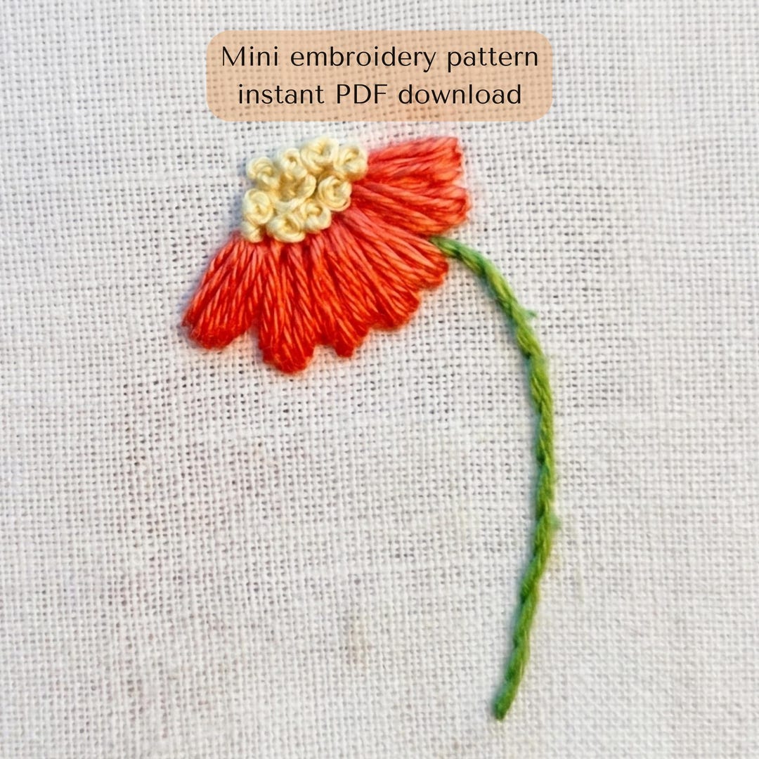 Daisy Embroidery Pattern PDF – Small Flower Hand Embroidery Design for ...