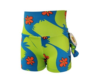 High Waist Zoinkies Print  Shorts with Scrunchy