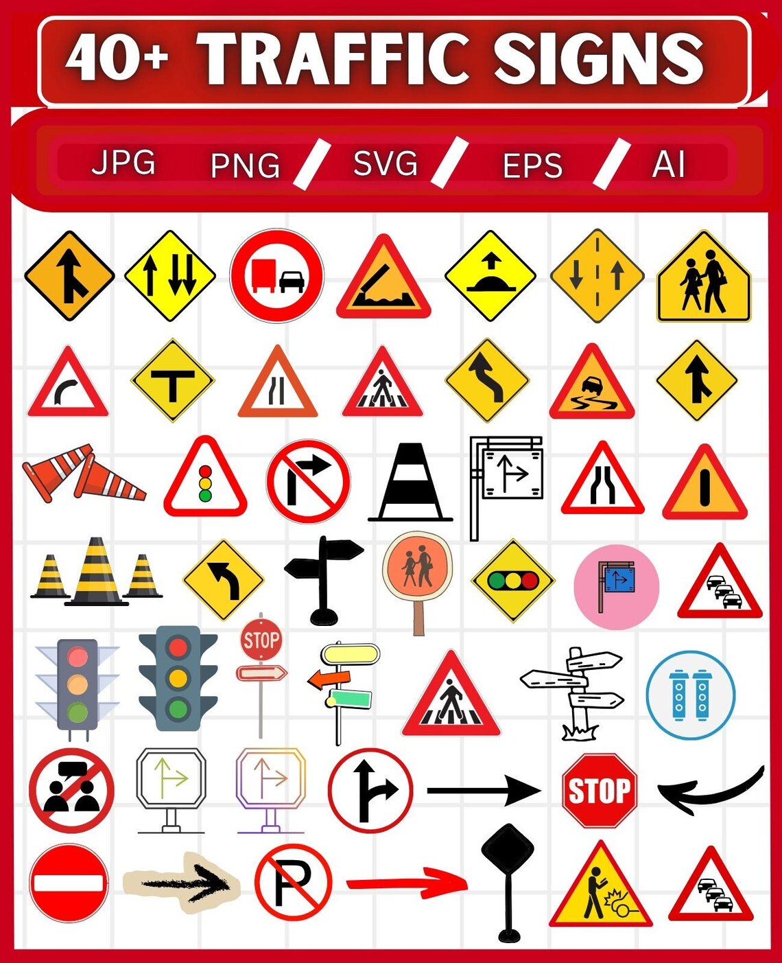 Traffic Signs SVG Bundle: Road Symbols for Cricut,street Sign (digital ...