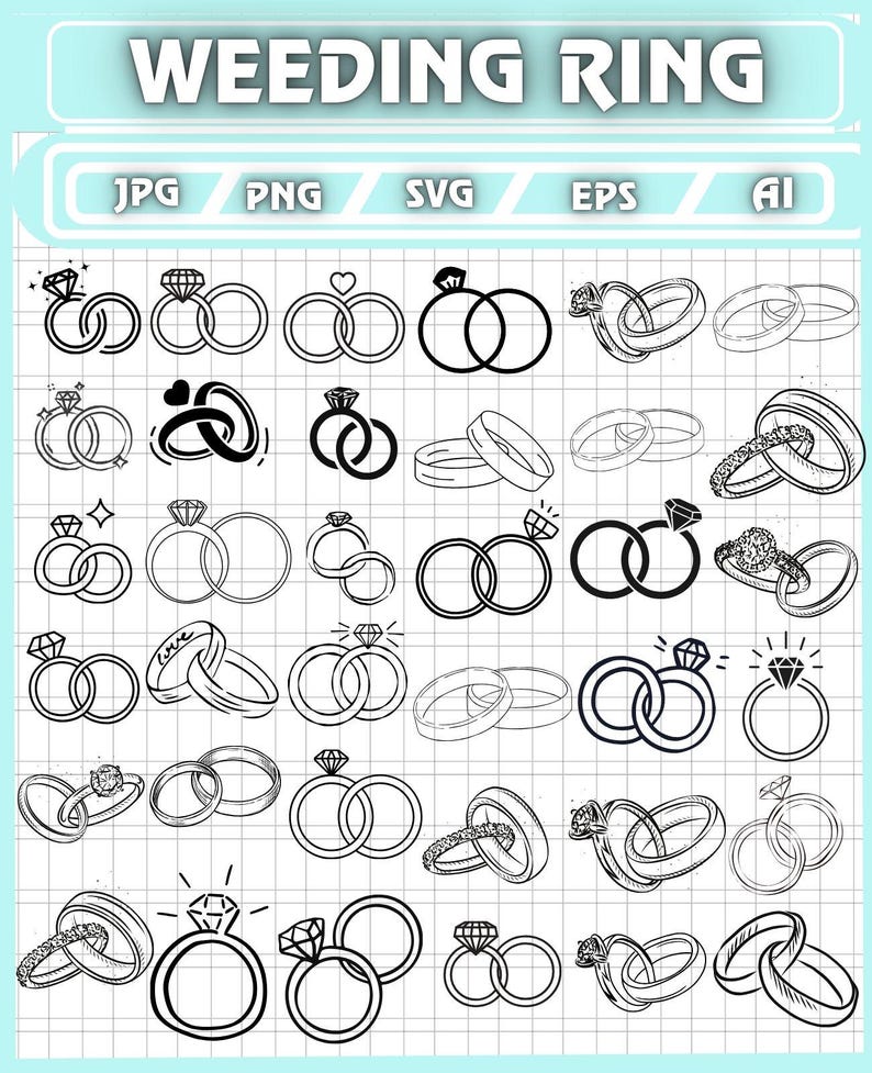 Wedding Rings SVG: Engagement Ring SVG Vector Files,groom and Bride ...