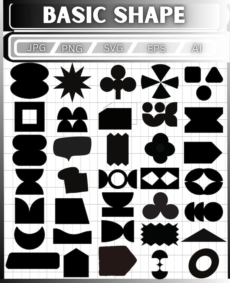 Basic Shapes SVG Bundle: Geometric Shape Clipart,digital Download ...