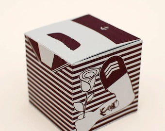 Matroos snor geschenkdoos nautisch doe-het-zelf papier zeeman verjaardag gunst afdrukbare zee thema verpakking retro anker stijl verrassing