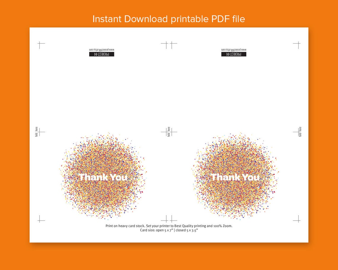 Confetti Printable Thank You Card, Instant Download - Etsy