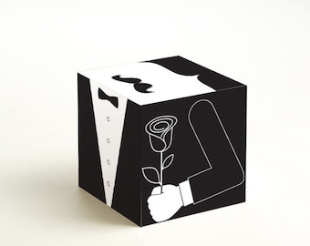 Snor Geschenkdoos Sjabloon Gentleman Vlinderdas DIY Gunst Grote Bruidegom Stalknecht Verpakking Afdrukbare Dapper Paper Craft Vaderdag Case