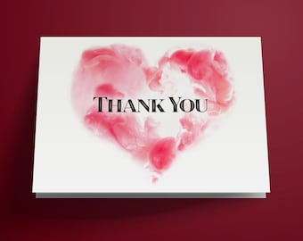 Heart Printable Thank You Card, Instant Download