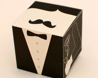 Mr. Moustache Modish printable fun gift box, Instant Download