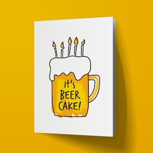 Beer Cake Printable Birthday Card, Instant Download