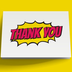 Comic Burst Printable Thank You Card, Instant Download