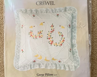 Vintage Crewel Needlework Kit - "Geese Pillow" by Candamar Designs, Inc.