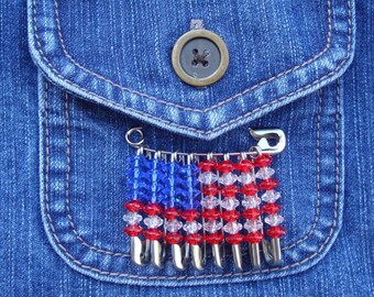 Beaded American Flag Pin/Brooch