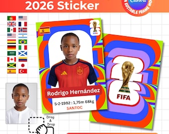 Plantilla editable de Canva para tarjetas de jugadores de fútbol del Mundial 2026