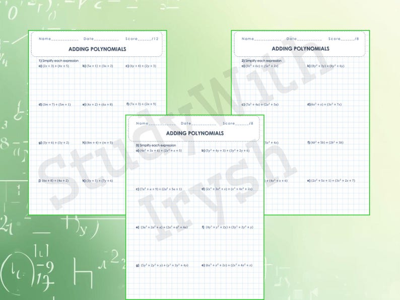 Polynomial Border Adding Polynomials Worksheet | Algebra Practice | Combining Like Terms ...