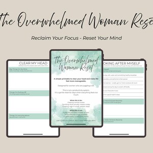 Overwhelmed Woman Reset Checklist | Guided Mental Declutter & Reset Printable | Simple Life Organisation Planner A4