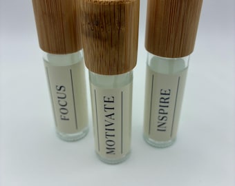 Set of 3 Essential Oils Rollerball (10ml) Bottles with Labels Adhered