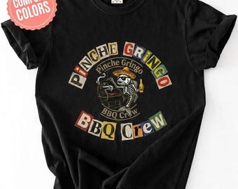 Pinche Gringo BBQ skelet vis grillen T-shirt, Mexicaans humor Pitmaster grafisch shirt T-shirt uniseks