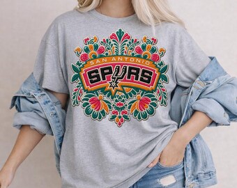 San Antonio Spurs T-Shirt mit Blumenmuster Unisex Boho Style