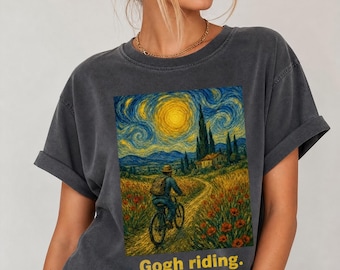 T-shirt Van Gogh Starry Night Cycling Art, T-shirt Bicycle Lover