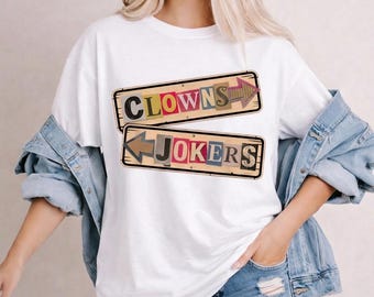 Funny Clowns to The Right Jokers to The Left Retro T-shirt jaren 70 songtekst Comfort kleuren