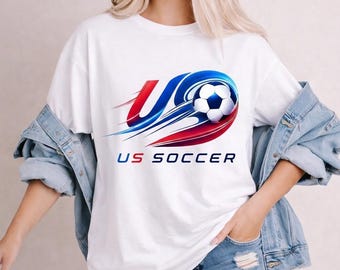 Retro voetbalshirt VS, vintage T-shirt voetbalfan, T-shirt Verenigde Staten uniseks