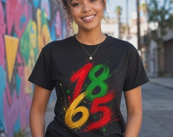 Juneteenth-emancipatiedag 19 juni 1865 Freedom Juneteenth-shirt voor dames, zwart Juneteenth-shirt, 1865 Juneteenth Resilient Freedom