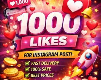 1000 Me gusta para tu publicación de Instagram | Entrega rápida (5-12 horas) | Aumenta la interacción | Servicio de crecimiento en Instagram