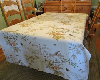 Vintage 48 x 88 Pc, 3.6 Yards Fabric Yardage "Natchez" Colonial Replica Wallpaper by Birge Nature Audubon Bird Butterfly Natchez MS History