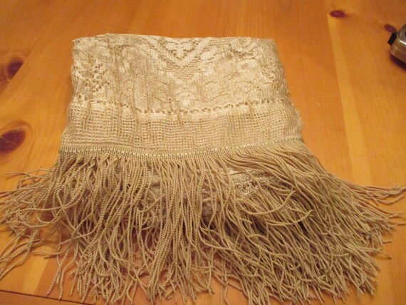 Antique Or Vintage Lace Curtain Panel With 5 1 2 Fringe Etsy