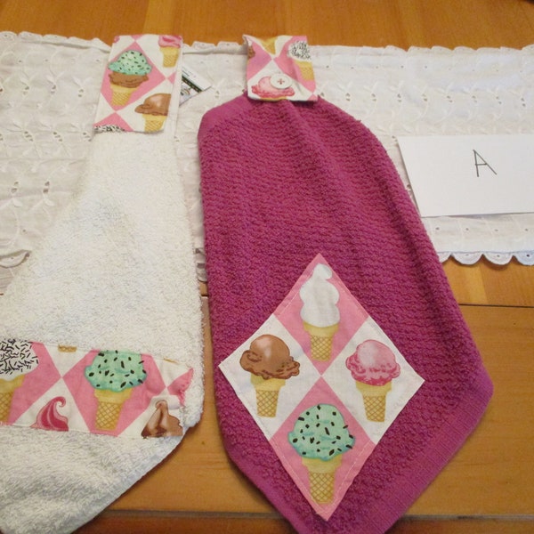 Two (2) Pc set Retro Fabric Kitchen Items, Two Dishcloths/ 2 Dish Towel Set, Different Fabrics, Button/Velcro Michael Miller Choose A-G