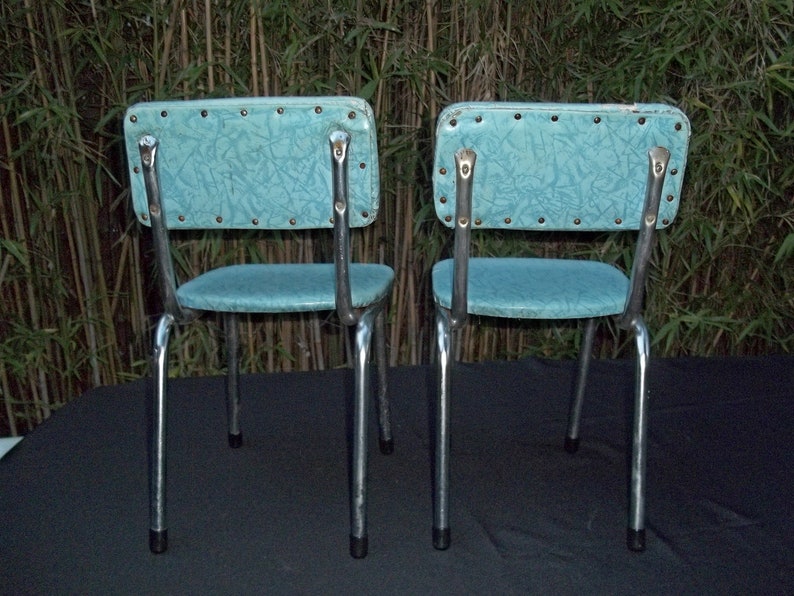 Vintage Mid Century Chrome and Vinyl Play Table and Chair set Etsy