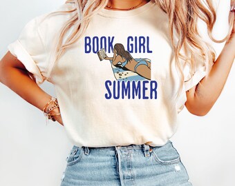 Summer Reading Tee Book Girl Summer, Beach Reader Shirt Vacation Book Top, Coastal Reading Aesthetic, Comfort Colors 1717