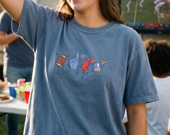 Cute Game Day Football Shirt, Retro Tailgate Party Tee, Happy Dancing Sports Mascots, Sunday Football Fan T-Shirt