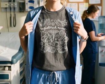 Registered Nurse Shirt, Cute RN T-Shirt, Nursing School Graduation Gift, Nurse Appreciation Tee, Healthcare Worker Top, Comfort Colors