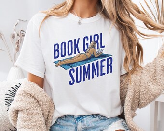 Book Girl Summer Retro Beach Shirt, Hot Girls Read Bookish Tee, Book Lover Gift, Comfort Colors 1717