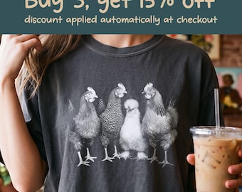 Odd One Out Chicken Flock Shirt, Funny Silkie Graphic Tee, Introvert Poultry Apparel, Retro Farmcore Comfort Colors 1717